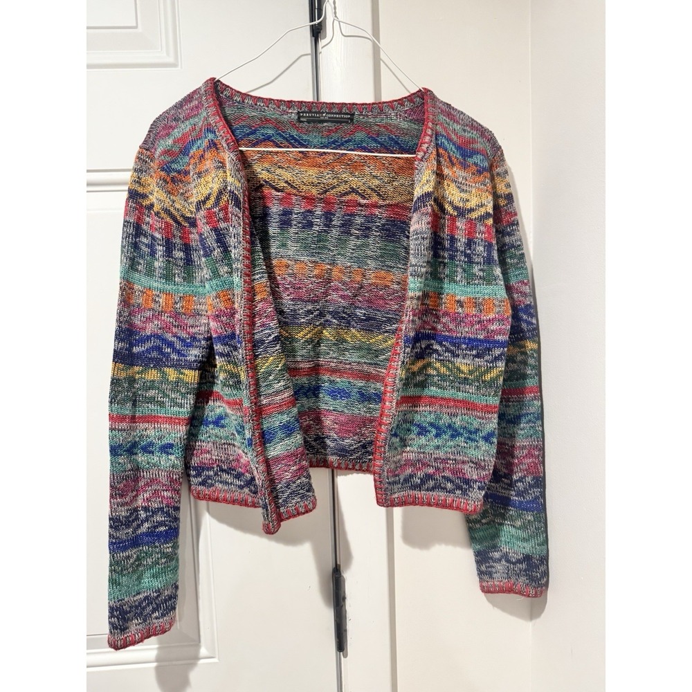 Peruvian Connection Women's Morningside Cardigan Size Small Pima Cotton Colorful